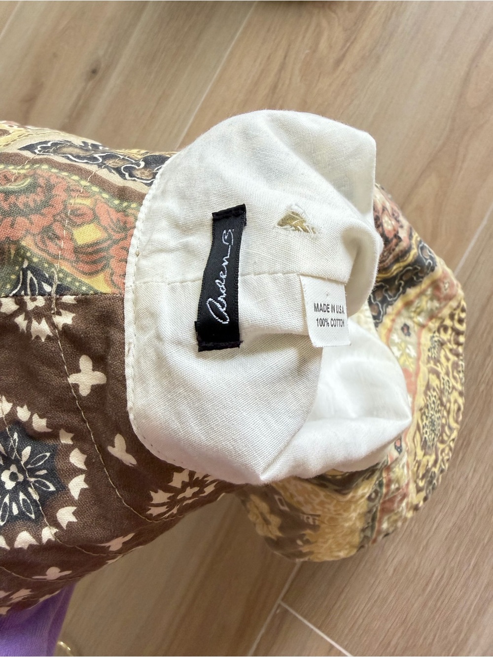 Vintage women’s Boho Patchwork Sun Hat in Brown & Yellow - Arden b - Picture 4 of 5